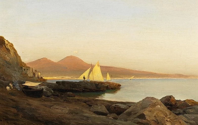 Mattina tranquilla al largo della costa di Napoli